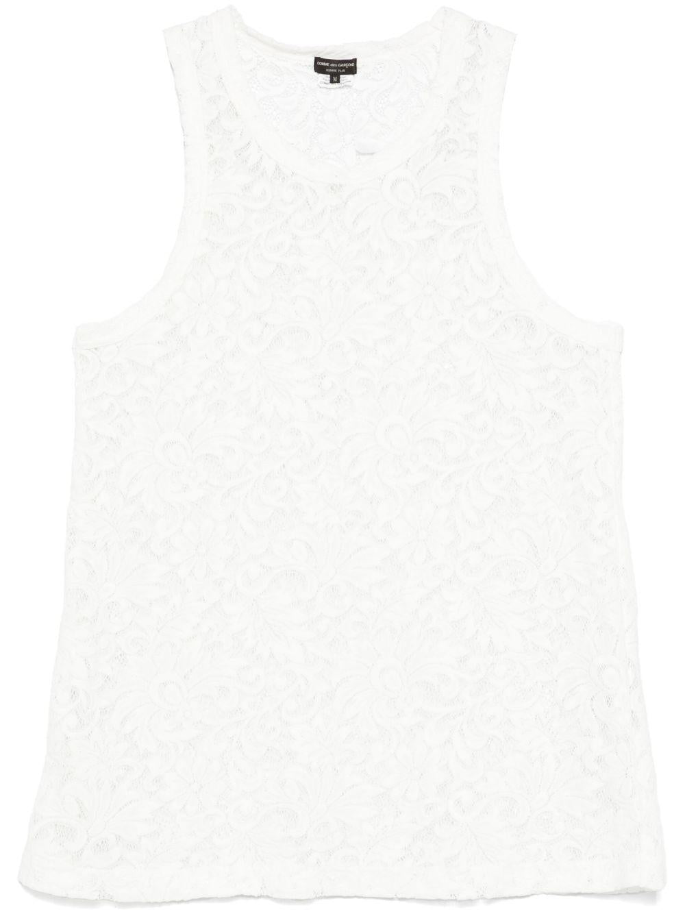 White Raschel Lace Tank Top POT035 2 WHITE COMME DES GARCONS HOMME PLUS