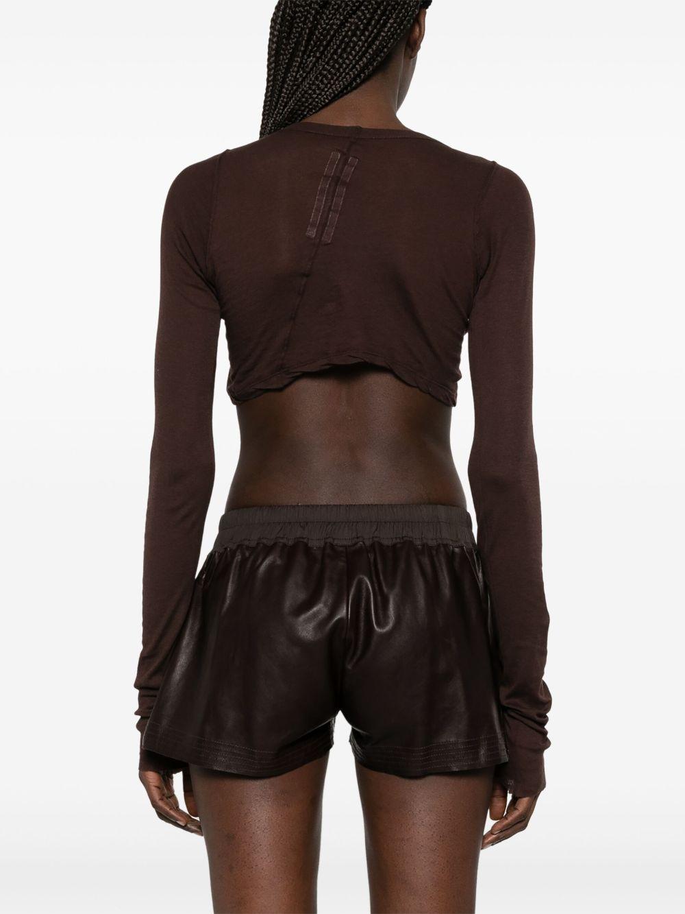Longsleeved cropped T-shirt RP01E7220UC 14 MAHOGANY RICK OWENS
