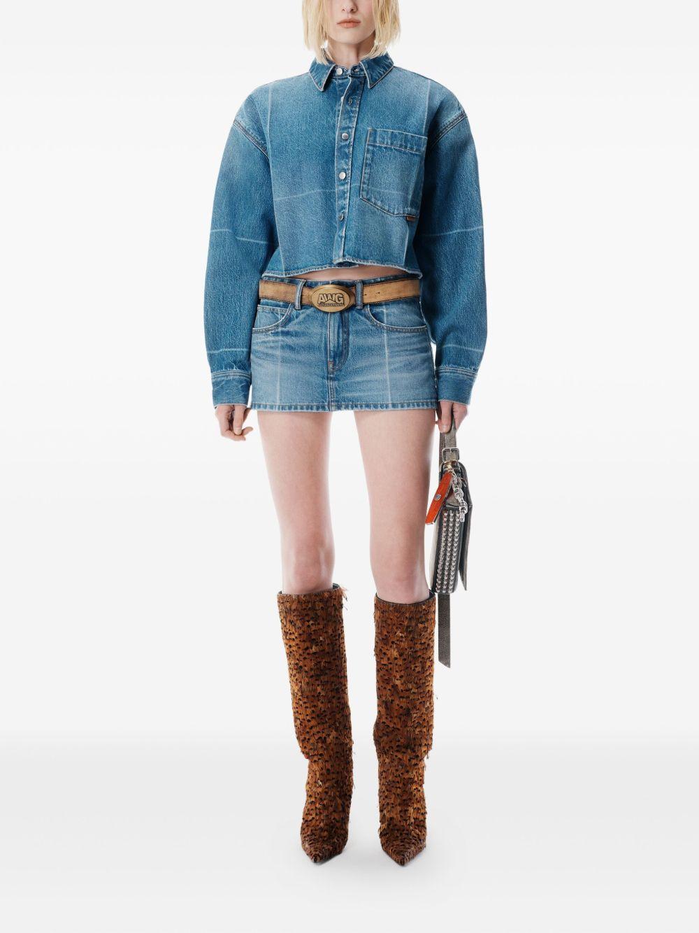 Camicia Corta in Denim Blu Marmorizzato Effetto Vintage 4DC4252913 400C VINTAGE MARBLED BLUE ALEXANDER WANG