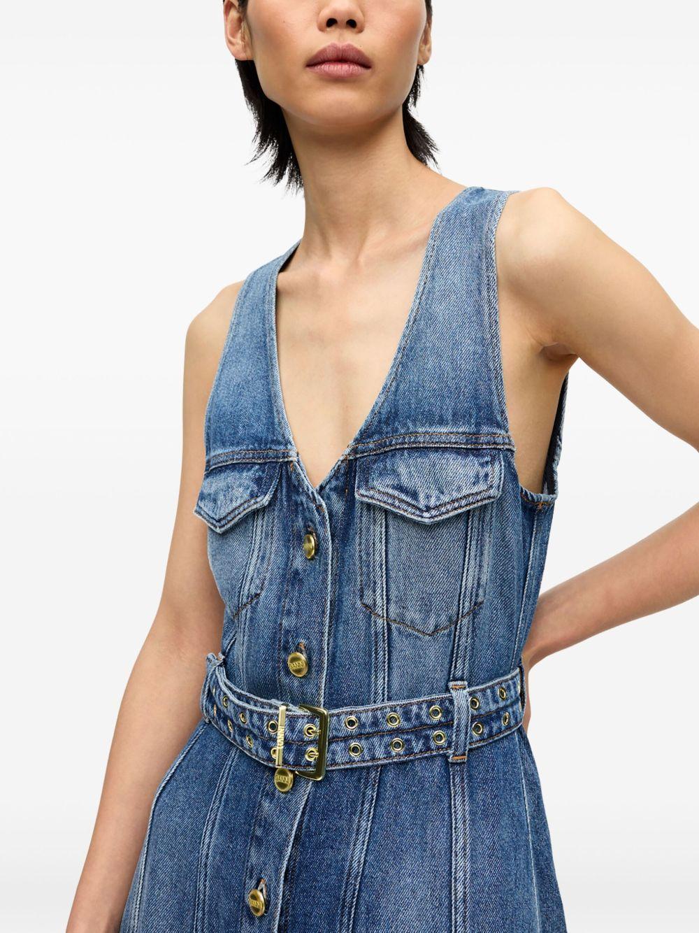 Blue Belted Midi Dress J1728 567 MID BLUE VINTAGE GANNI