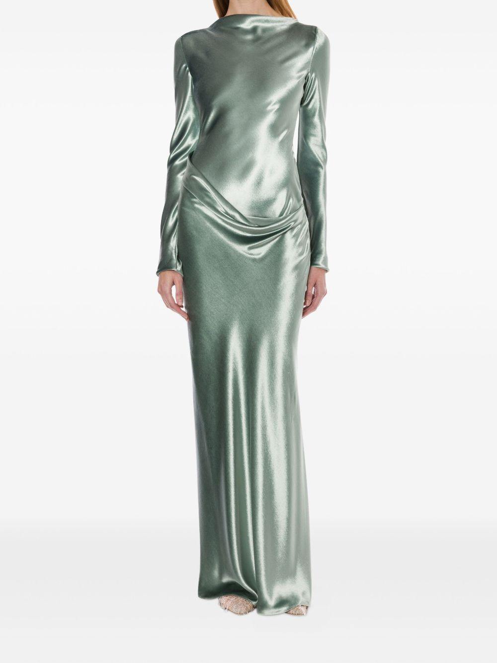 Abito Lungo in Raso 252U04046645 0375 VERDE ALBERTA FERRETTI