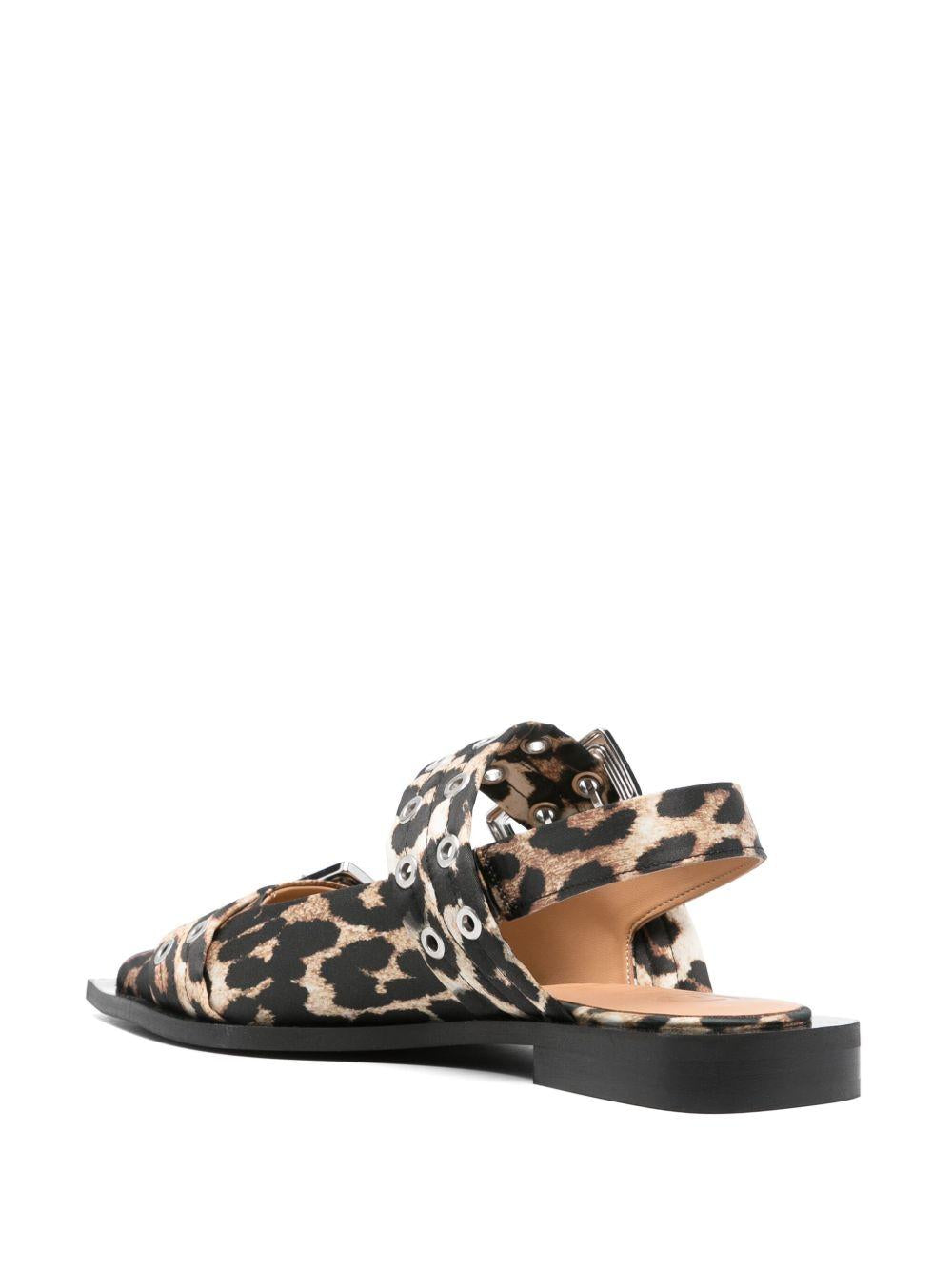 Feminine Buckle Ballerinas in Leopard Satin S2947 943 LEOPARD GANNI