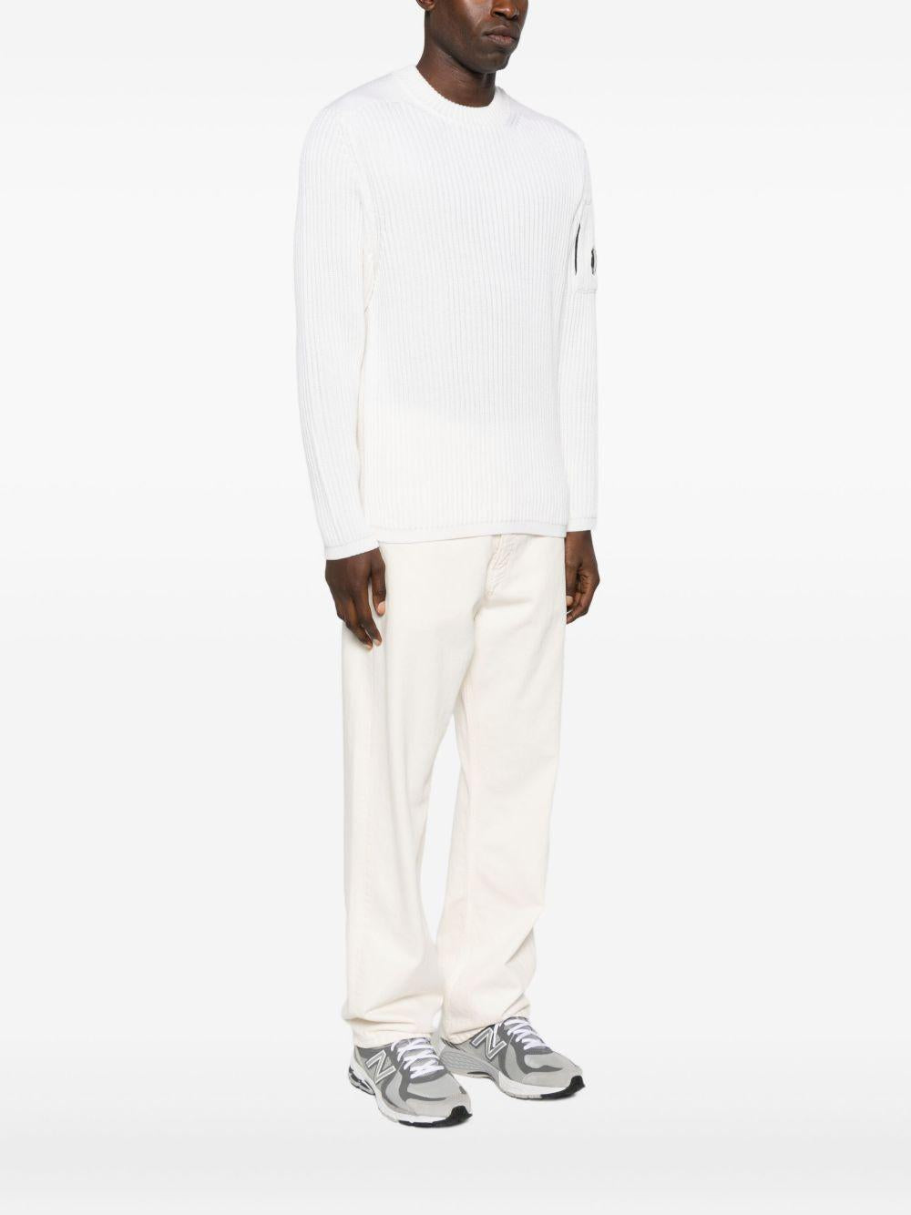 Re-Wool Crewneck Lens Sweater 19CMKN219A006595A 103 GAUZE WHITE CP COMPANY