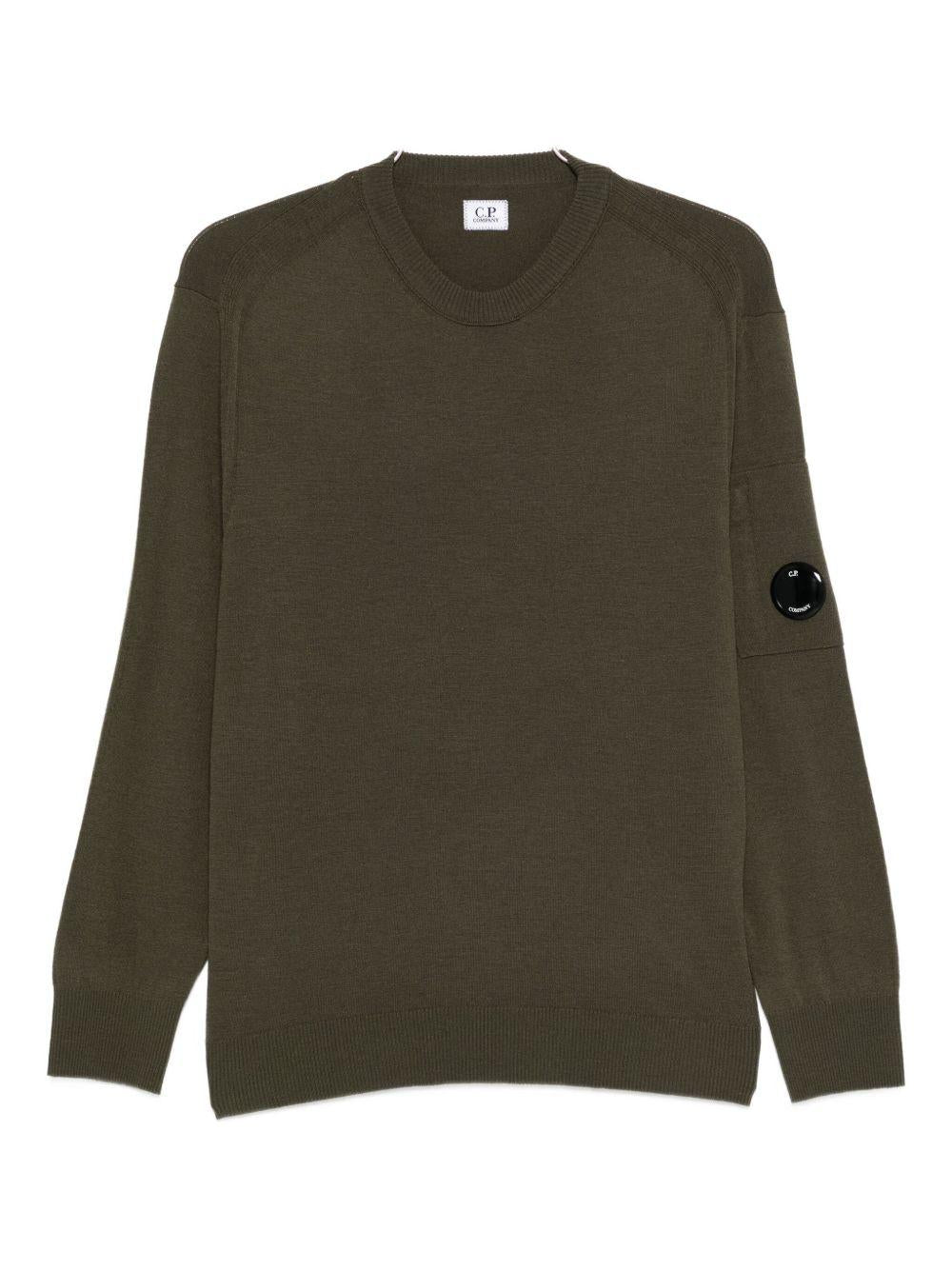 Extrafine Merino Wool Crewneck Sweater 19CMKN037A005528A 683 IVY GREEN CP COMPANY