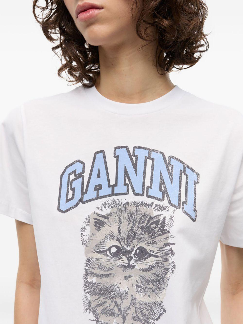 White Relaxed Jersey Kitty T-shirt T4272 151 BRIGHT WHITE GANNI
