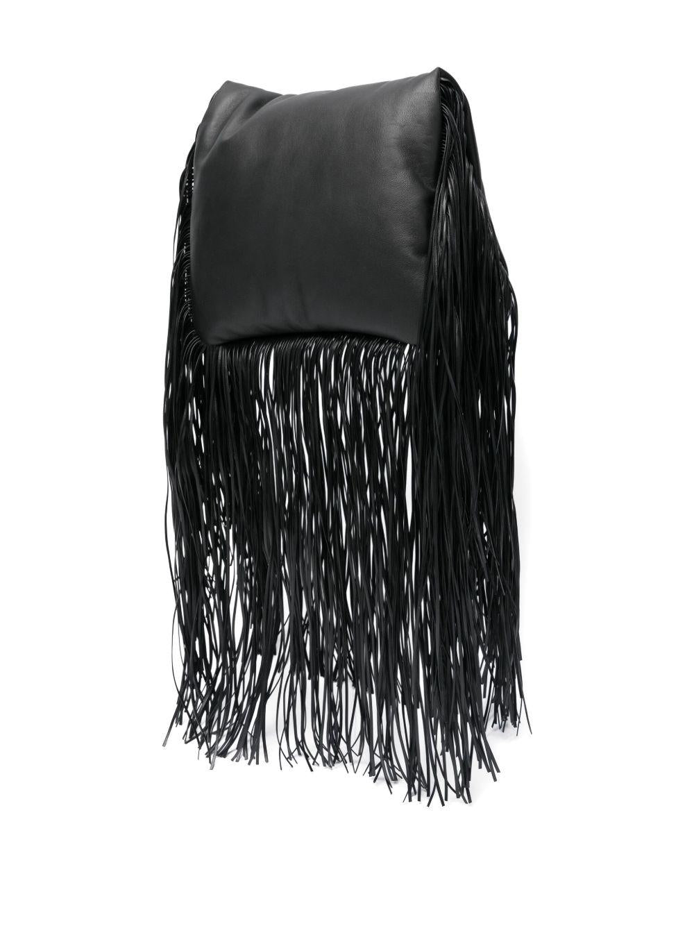 Mini Soffy Bag in nappa con frange SOFFYFRINGESMM81193 003 NERO SPORTMAX