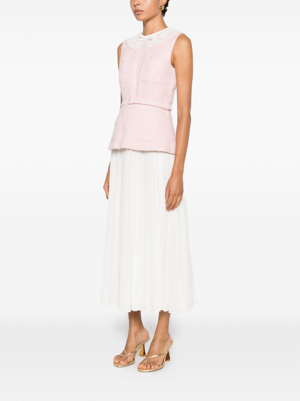 Abito midi rosa con colletto in pizzo bouclé PF26002MCP PINK SELF-PORTRAIT