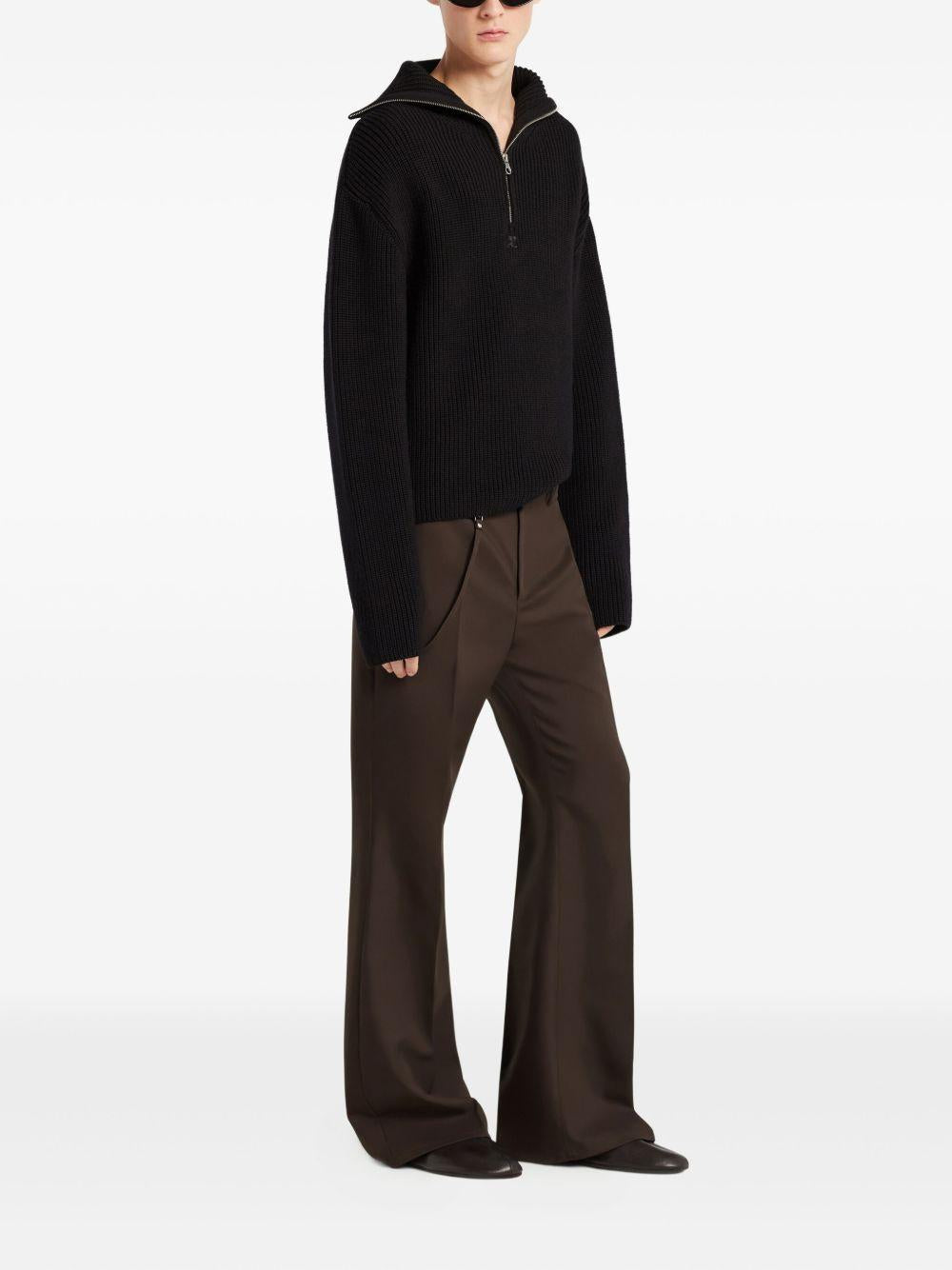 Ribbed Wool Trucker Sweater 325MPU243FI0036 9999 BLACK COURREGES