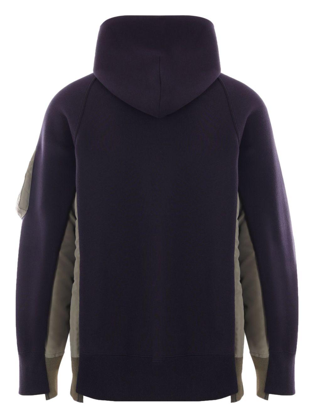Sponge Sweat and Nylon Twill Hoodie SCM220 212 NAVY KHAKI SACAI