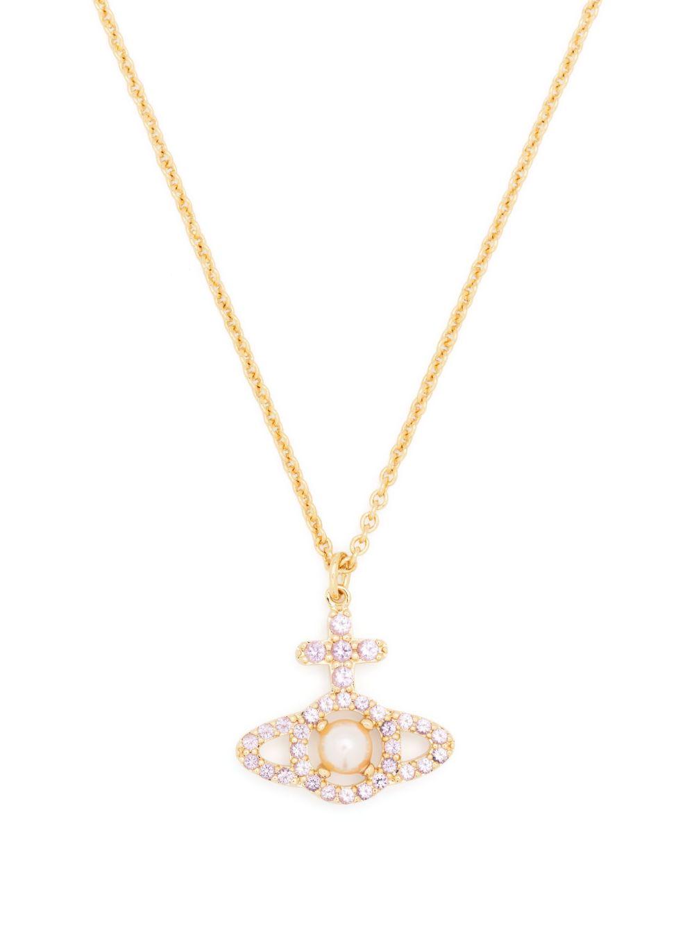 Olympia Pendant Necklace 630203AR02R599SM GOLD CREAMROSE PINK VIVIENNE WESTWOOD