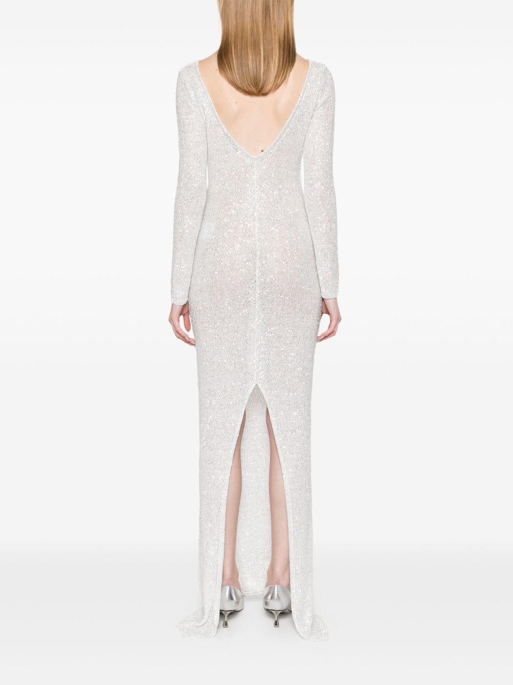Sequin Long Dress FABX4059K4516 0844 WHITE SILVER ALESSANDRA RICH