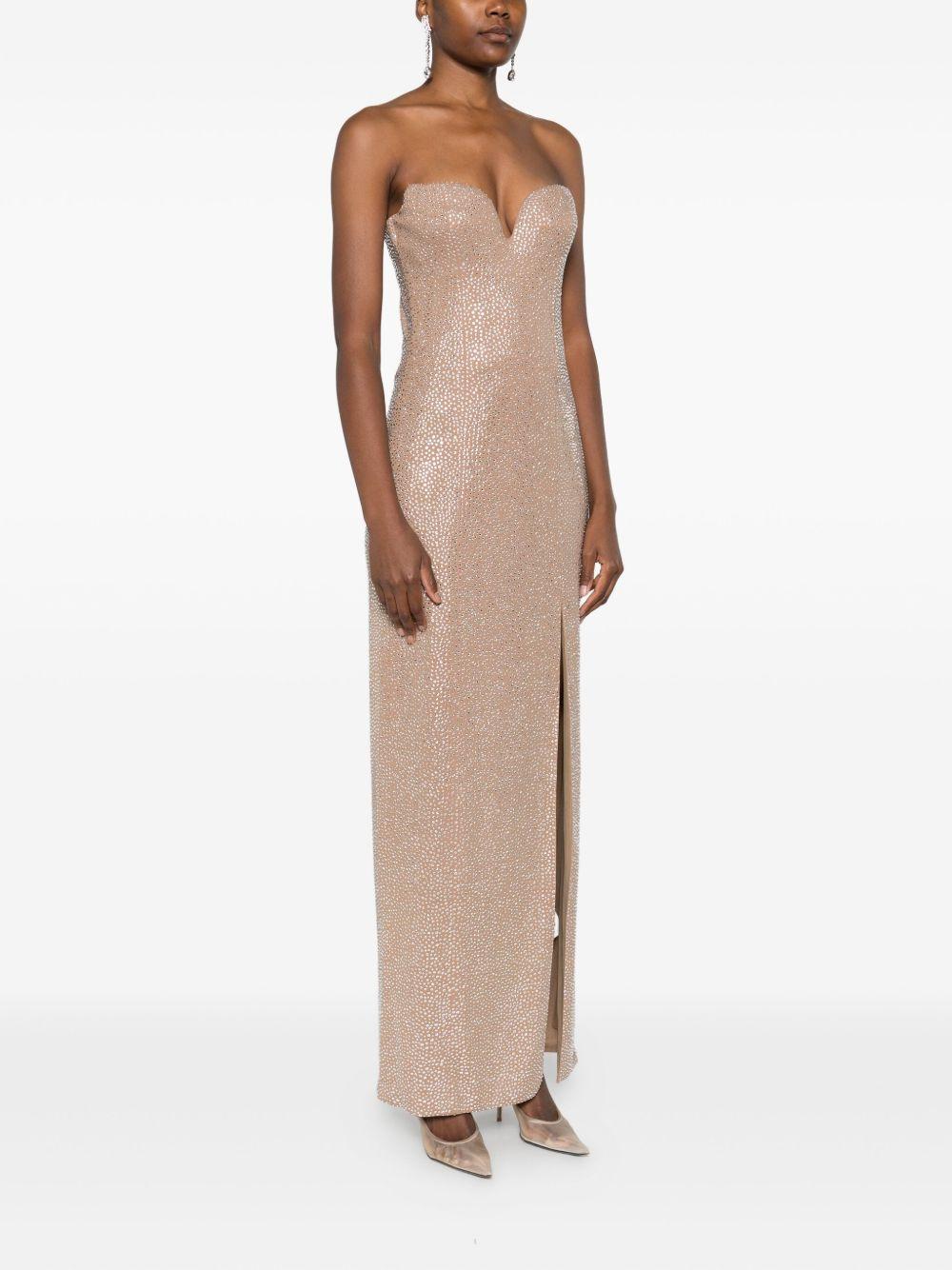 Abito lungo con decorazione cristallo 05FWDR511FC05428A 21 BEIGE GIUSEPPE DI MORABITO