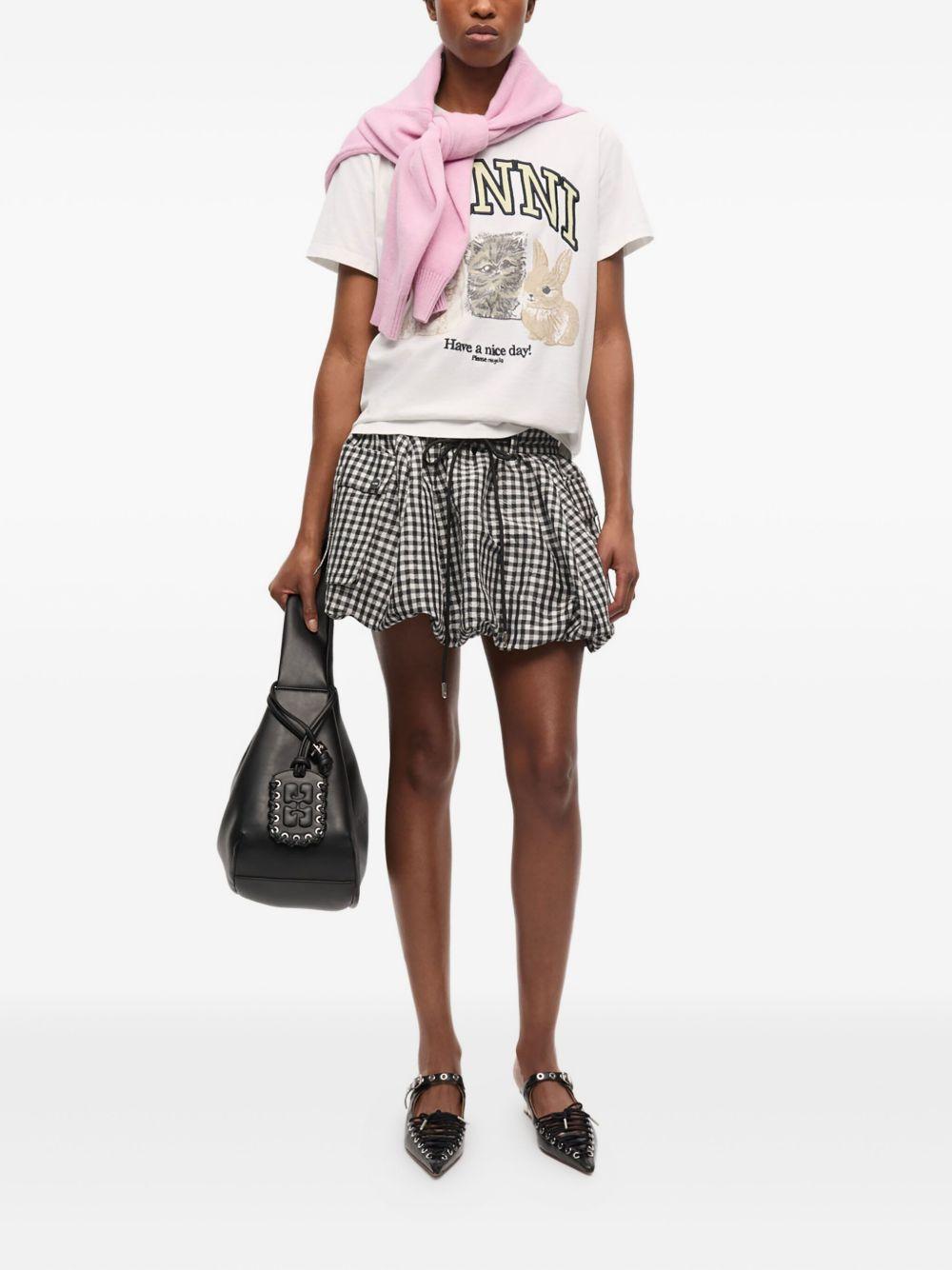 White Animal Print T-shirt T4237 151 BRIGHT WHITE GANNI