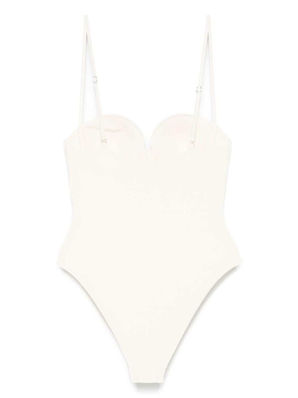 3D Flower Retro Bustier Swimsuit 802722 CREAM MAGDA BUTRYM