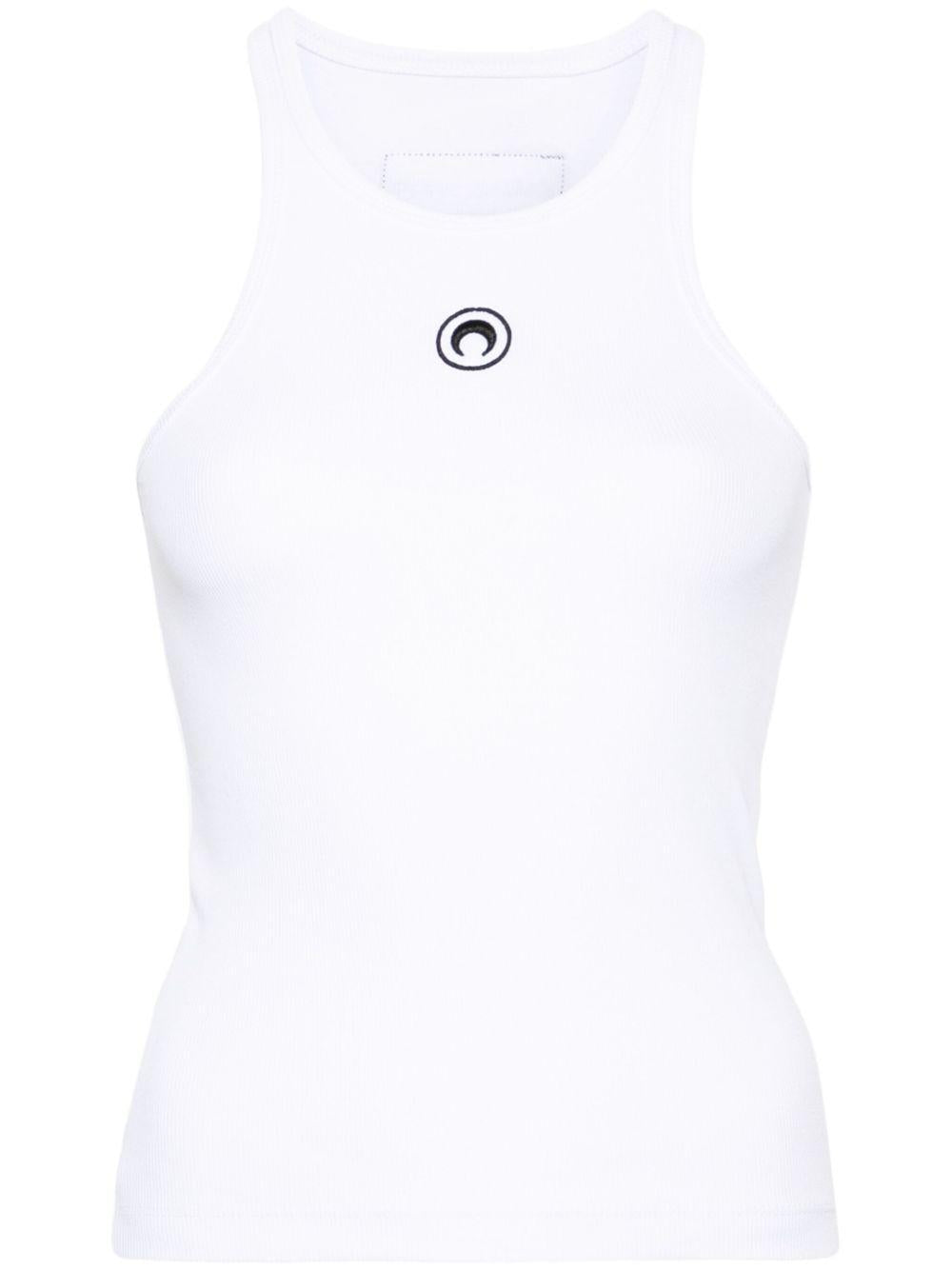 Moon Logo Ribbed Tank Top WTT014ACJER0011 WH10 WHITE MARINE SERRE