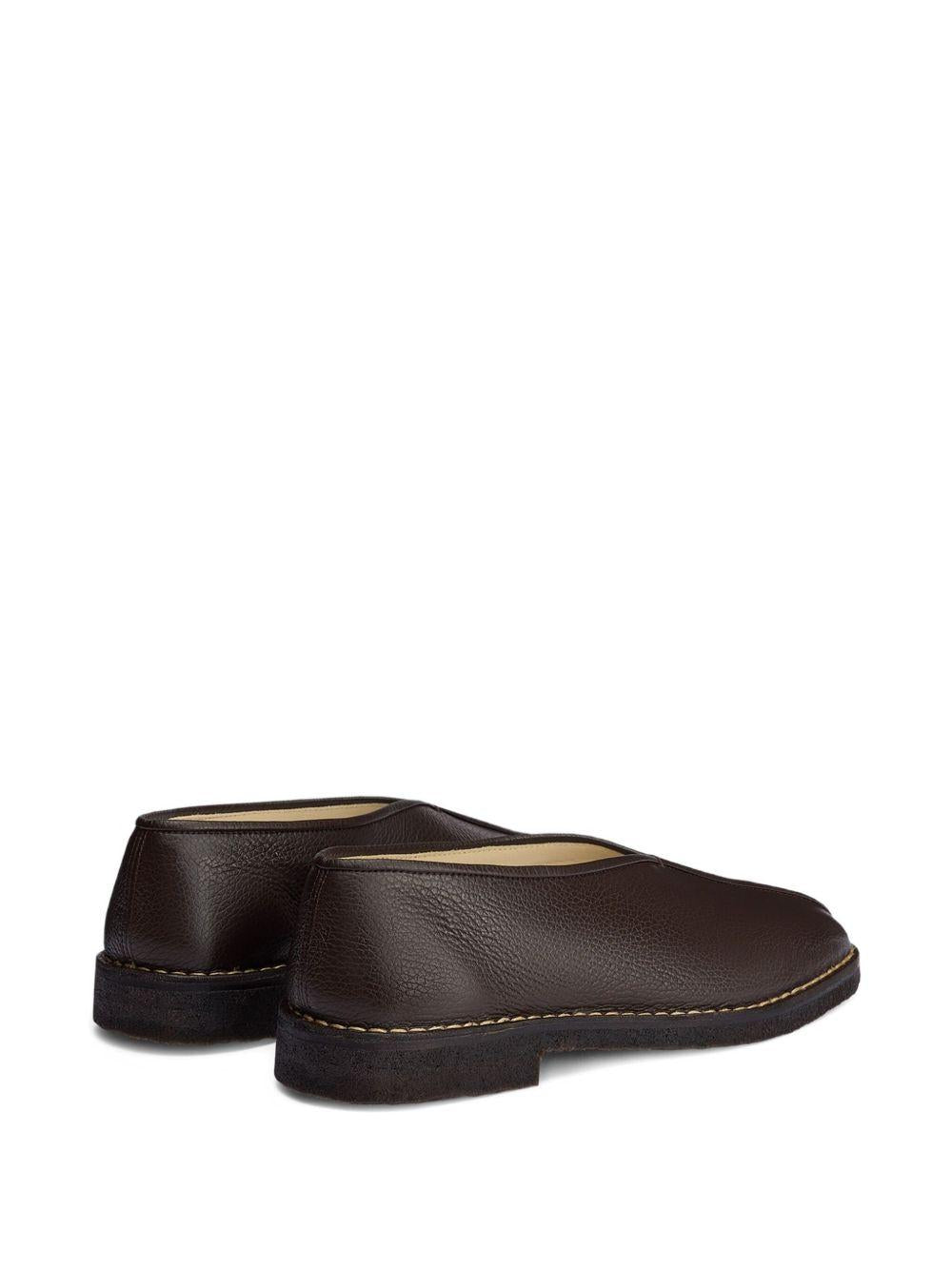 Piped Crepe Slippers - Dark Brown Grained Leather FO0248LL205 BR449 DARK BROWN LEMAIRE