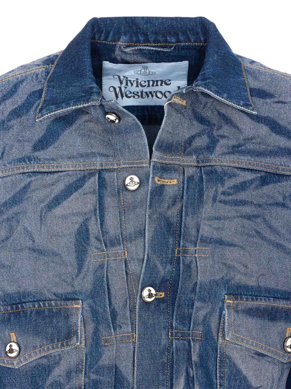 Giacca in denim effetto stropicciato 2801000EW014L K307 BLUE VIVIENNE WESTWOOD