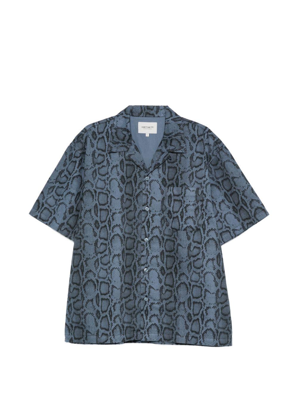 Snake Camo Shirt Cotton Twill I036275 3QBGD VELVET BLUE CARHARTT WIP