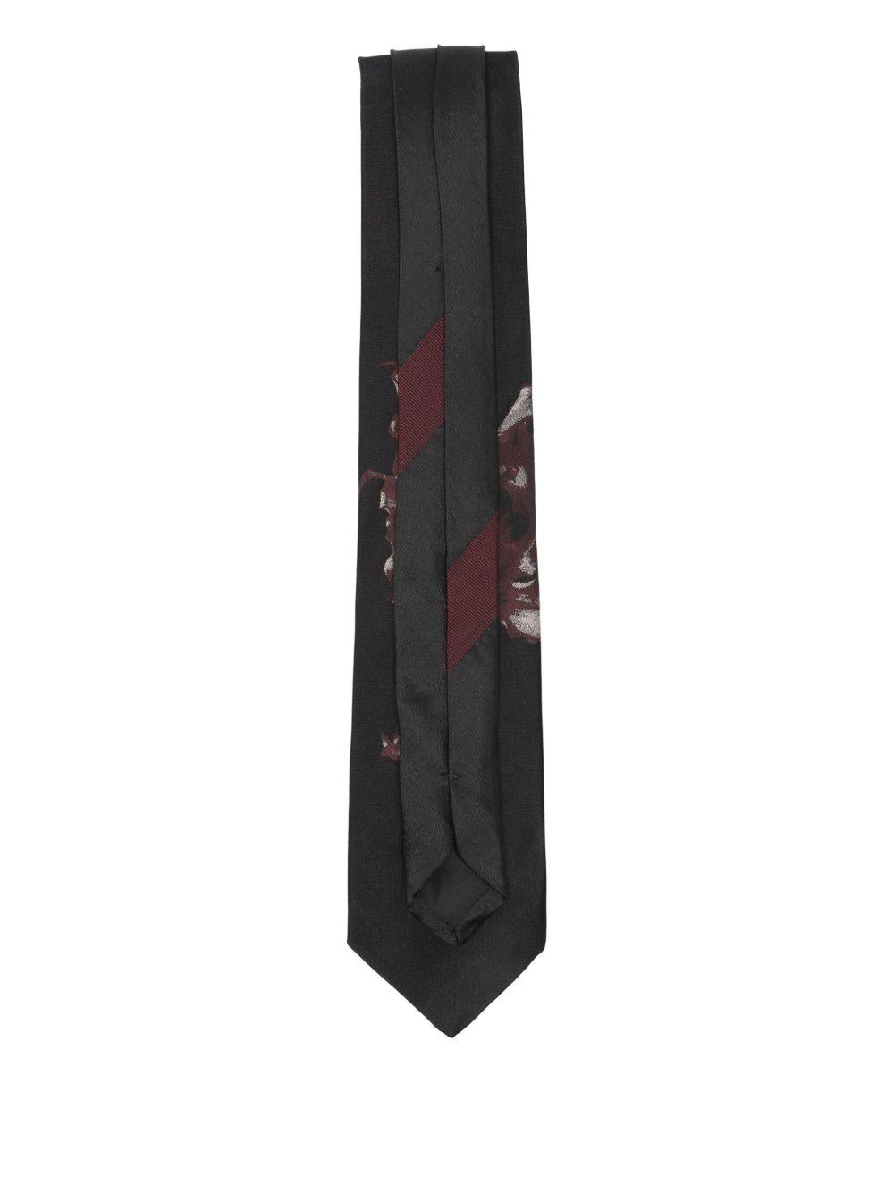 Printed Silk Tie<BR/> TIE102W2905 900 BLACK DRIES VAN NOTEN