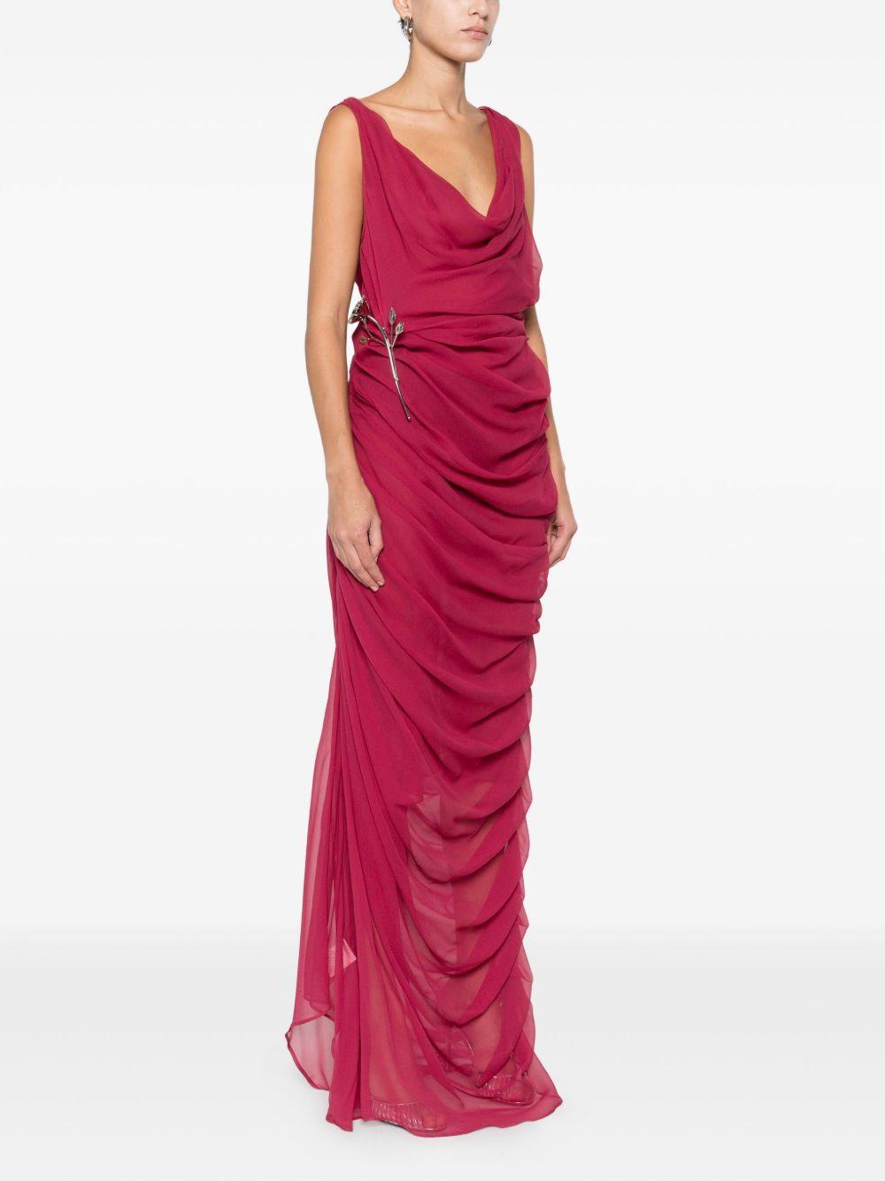 Long Dress in Semi-Transparent Silk with Draping 05FW2DR518X 18 RED GIUSEPPE DI MORABITO