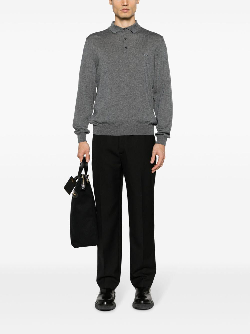 Maglione stile polo 50476357 030 MEDIUM GREY BOSS