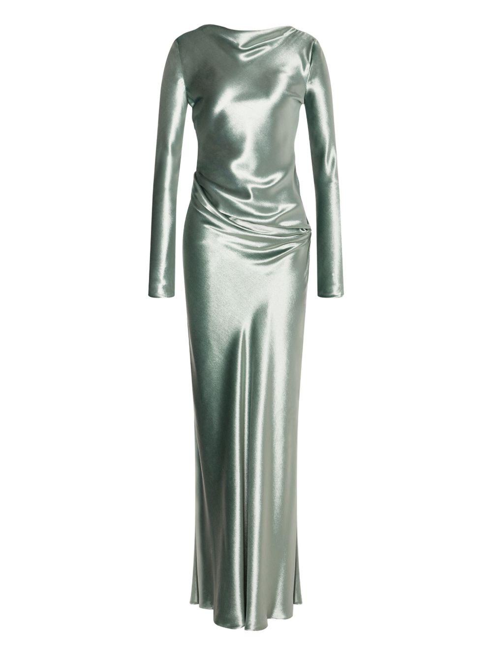 Abito Lungo in Raso 252U04046645 0375 VERDE ALBERTA FERRETTI