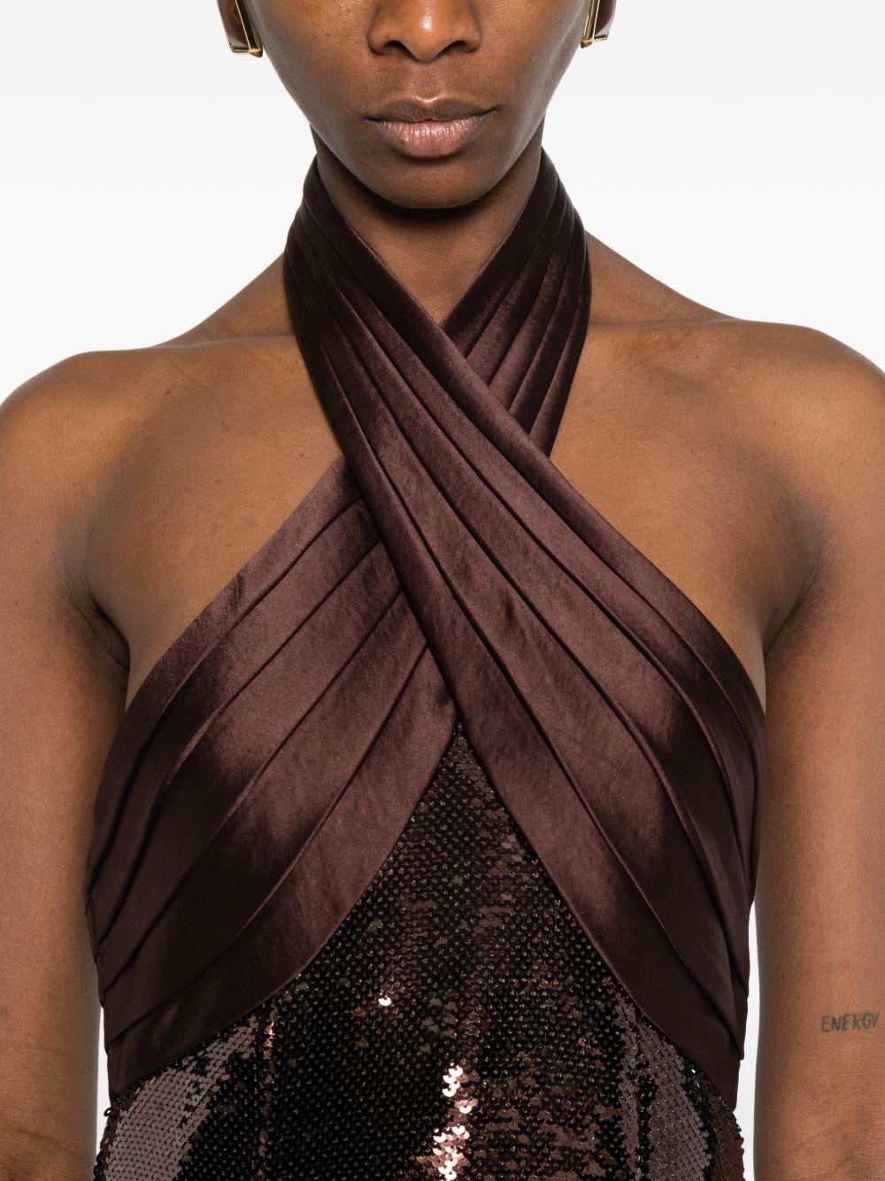 Tamra Abito Con Pailettes RPF251162617 TOBACCO RETROFETE