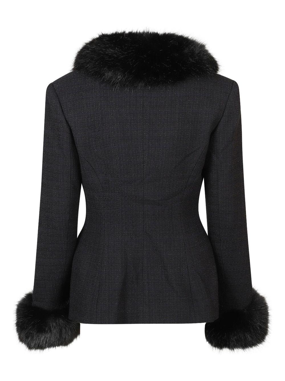Black Tailored Boucle Fur Jacket AW25088JAB BLACK SELF-PORTRAIT