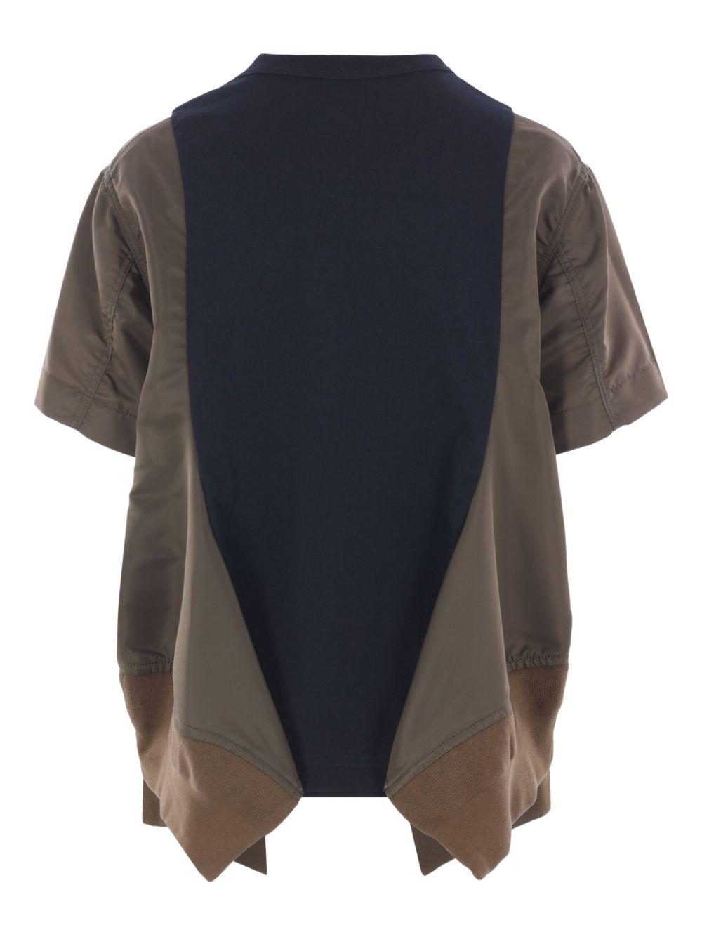 Nylon Twill And Cotton Jersey T-shirt 2507998 532 DARK KHAKI X NAVY SACAI