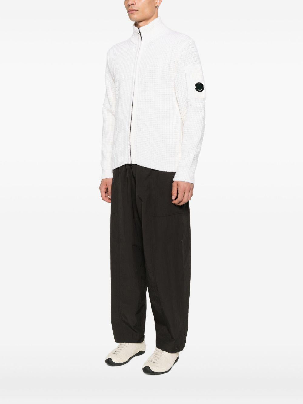 Lambswool Full Zip Sweater 19CMKN131A110149A 103 GAUZE WHITEW CP COMPANY