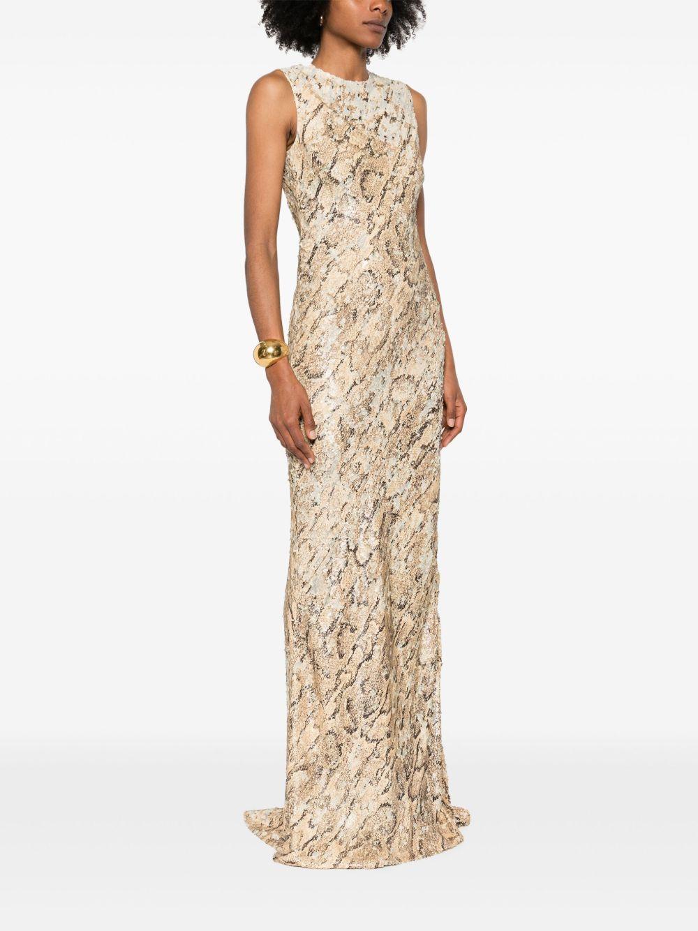 Abito con effetto serpente decorato con paillettes.<BR/> 2510110551482 103 BEIGE DRIES VAN NOTEN