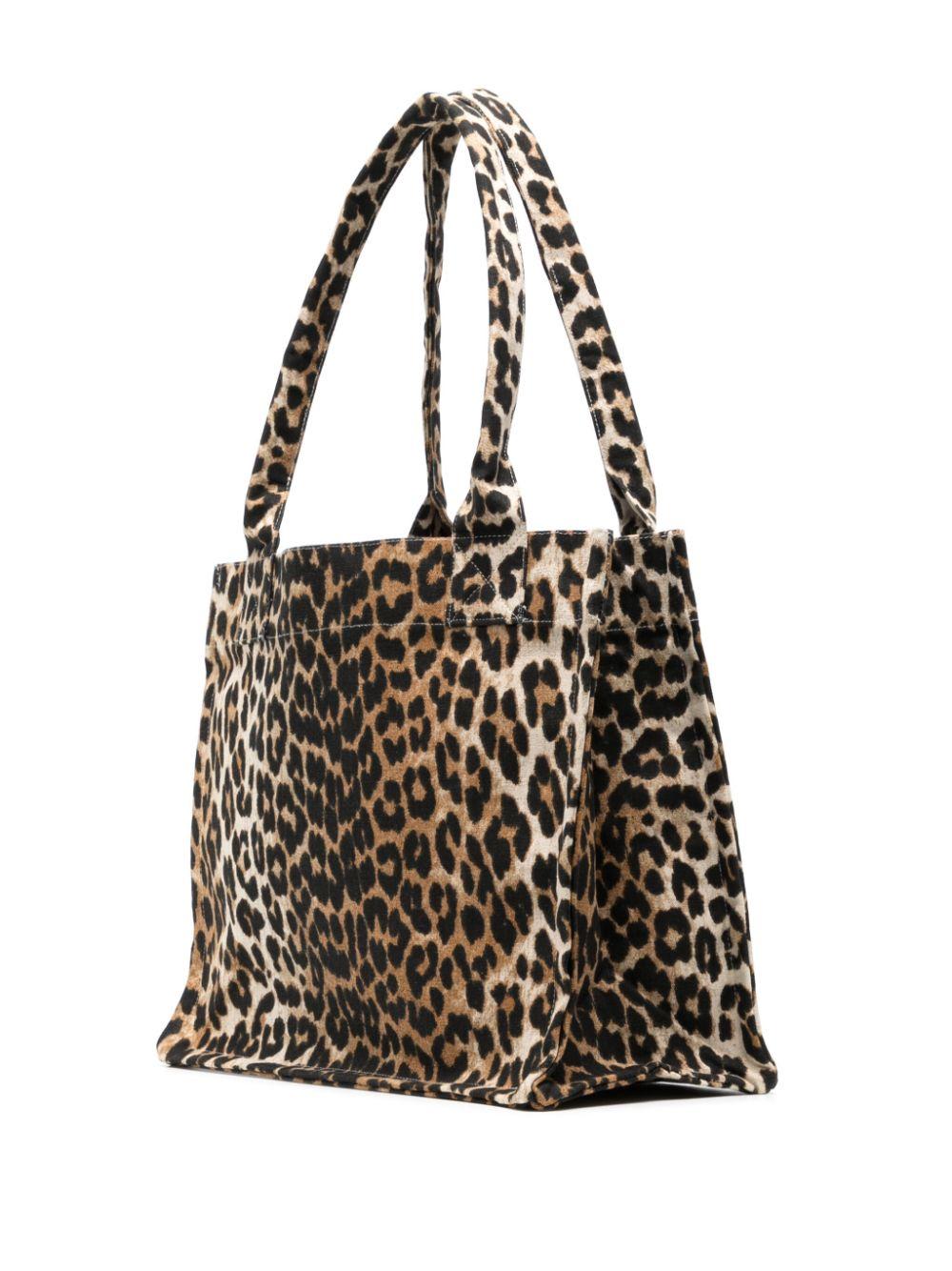 Leopard-Print Canvas Tote A5807 943 LEOPARD GANNI