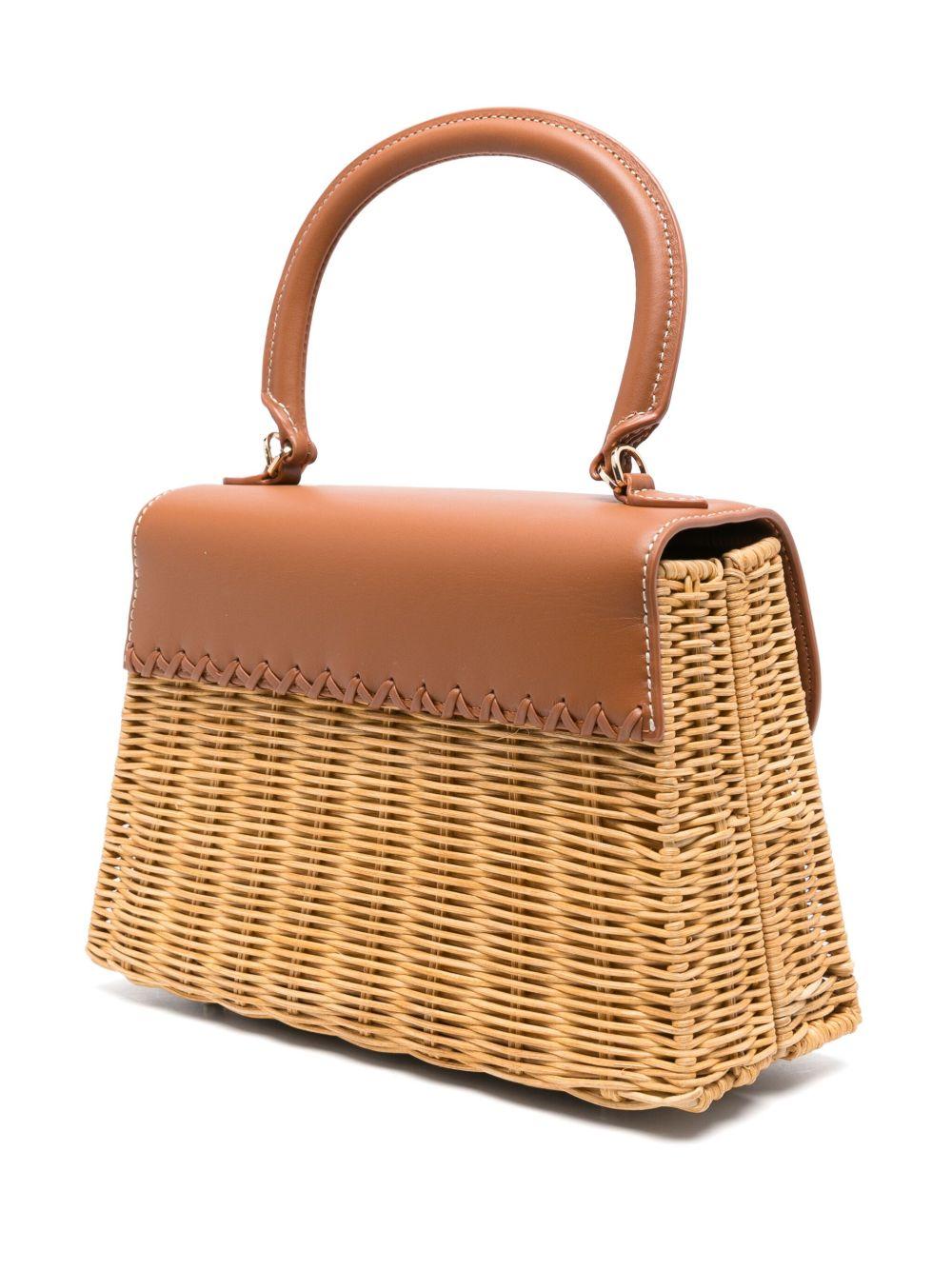 Mini Borsa in Rattan con Fiocco in Pelle PF25303ABR BROWN SELF-PORTRAIT