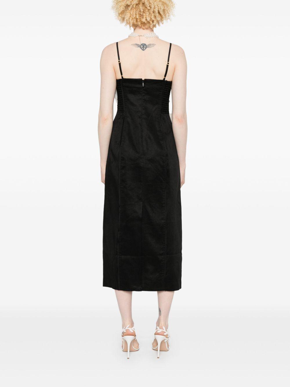 Parallels Spiral Midi Dress 24SS5309 BLACK IVORY AJE