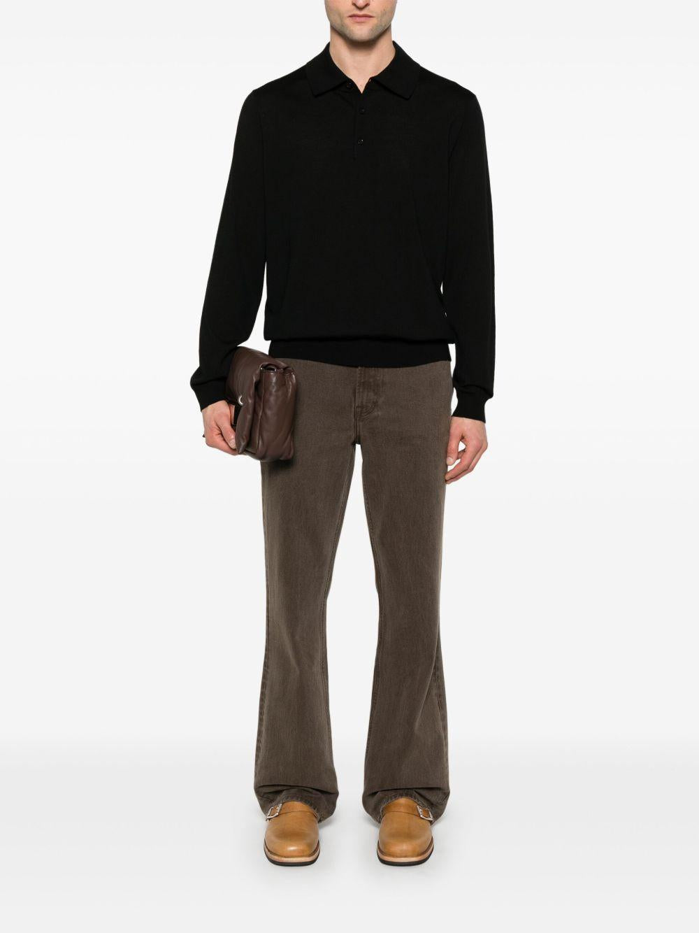 Merino wool polo shirt 3062 999 BLACK SUNFLOWER