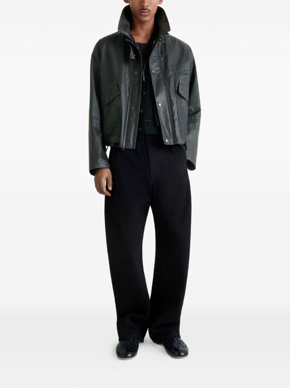 Short Rain Jacket - Onyx Water-Repellent Cotton OW1174LF1495 BR990 ONYX LEMAIRE