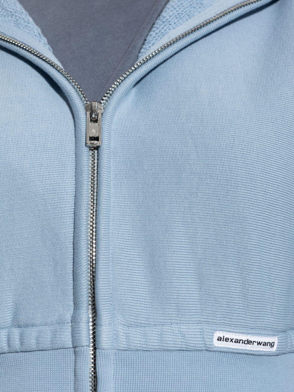 Hoodie azzurra crop con zip<BR/> 4CC1242077 458 LIGHT BLUE ALEXANDER WANG