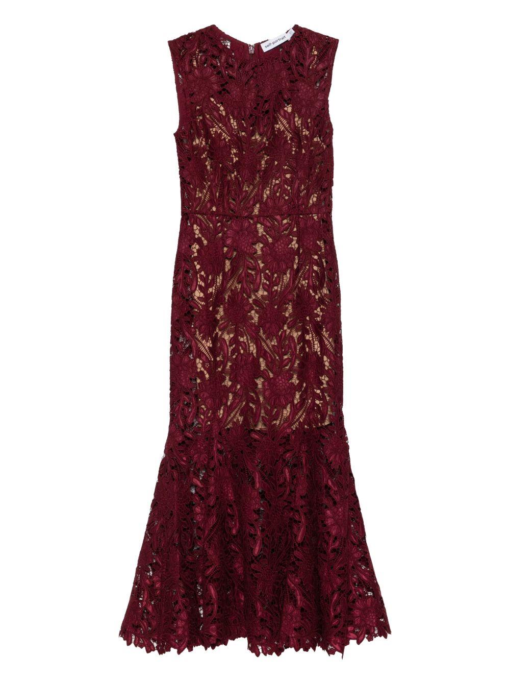 Abito Midi In Pizzo RS26167MABU BURGUNDY SELF-PORTRAIT