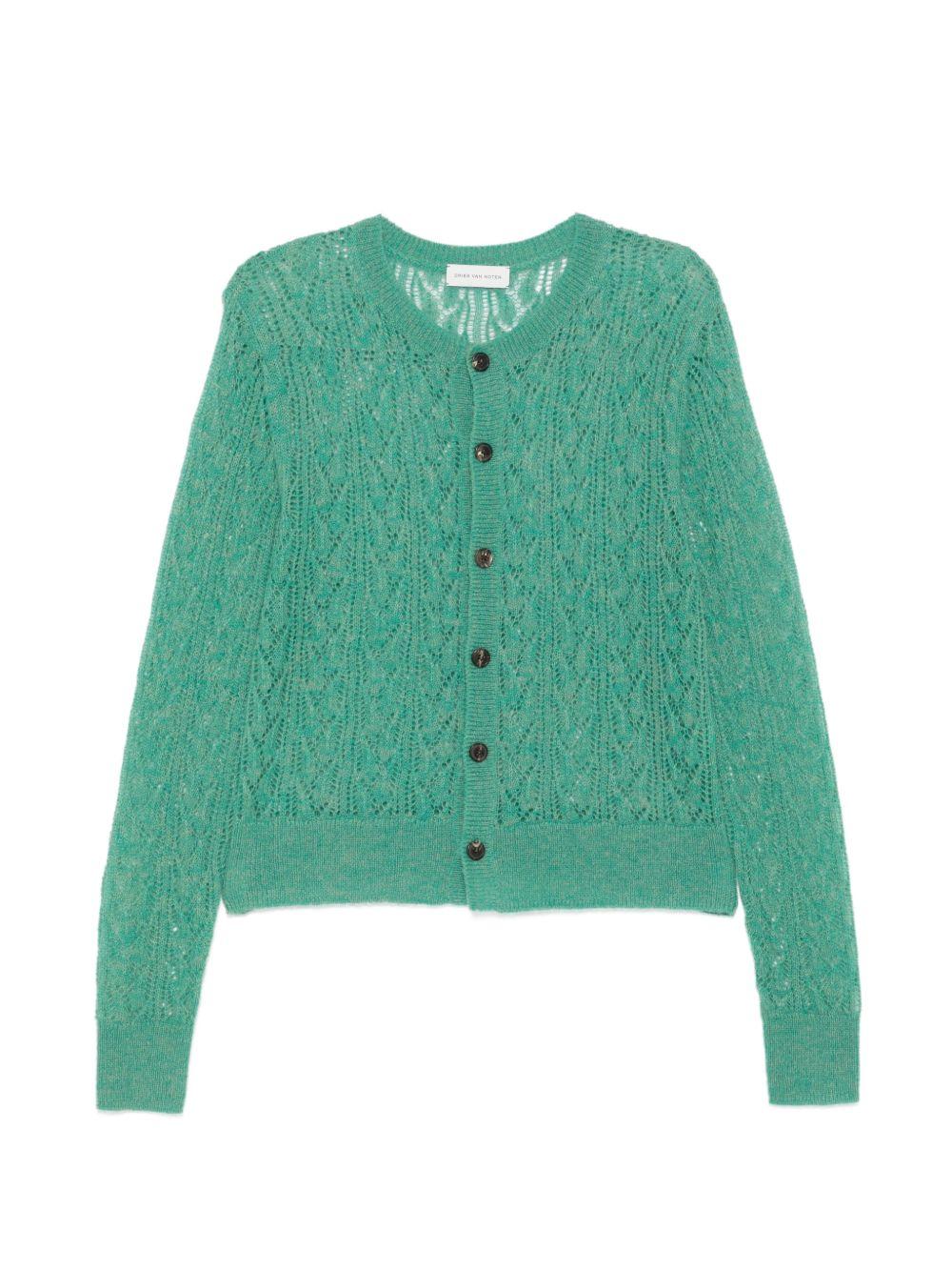 Open-Knit Cardigan MODEM3723 604 GREEN DRIES VAN NOTEN