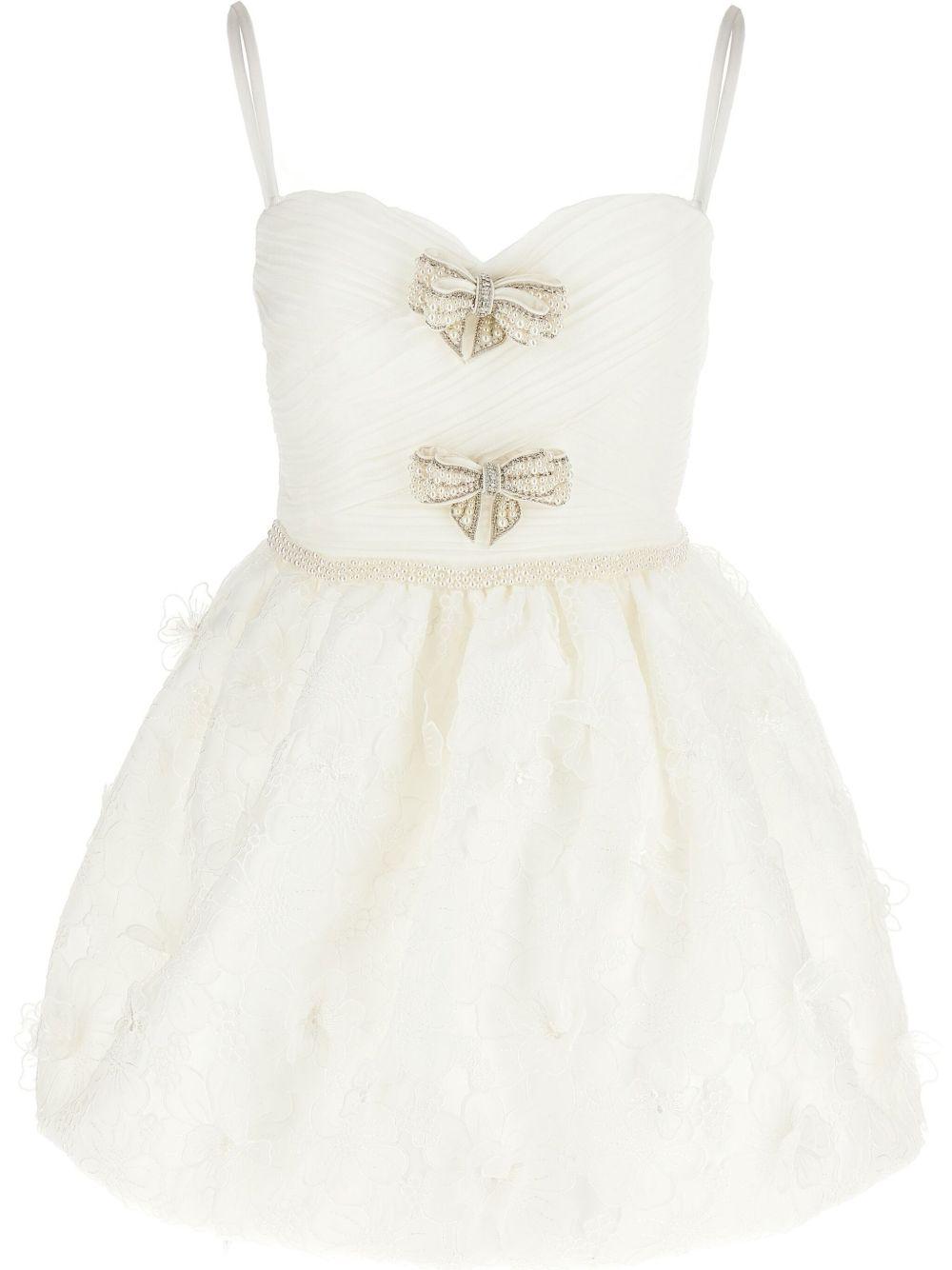 Bow-detail mini dress SS25263SW WHITE SELF-PORTRAIT