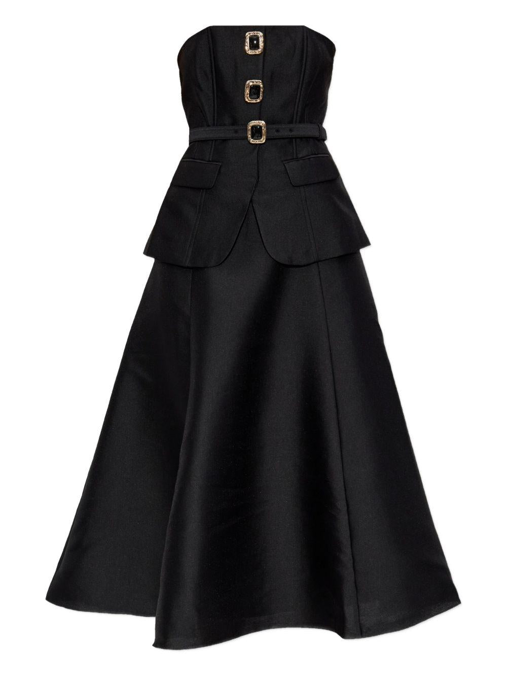 Black Taffeta Bandeau Midi Dress AW25083MB BLACK SELF-PORTRAIT
