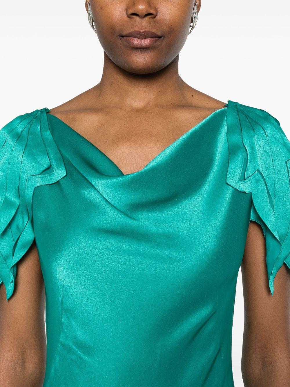 Abito lungo in satin con maniche laserate A0469119 370 ALBERTA FERRETTI