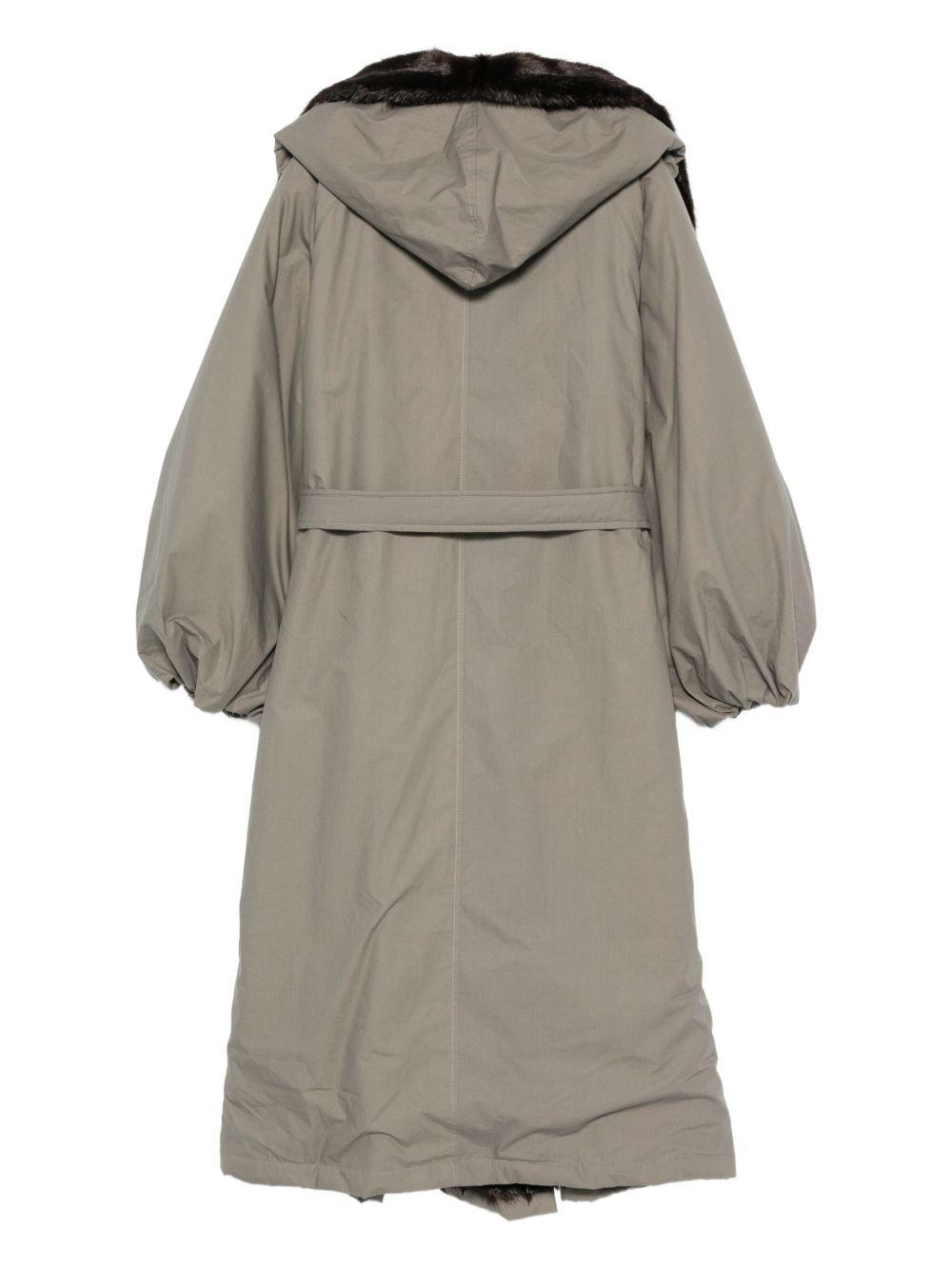 Faux Fur Hooded Coat in Grey Cotton 226925 GREY MAGDA BUTRYM