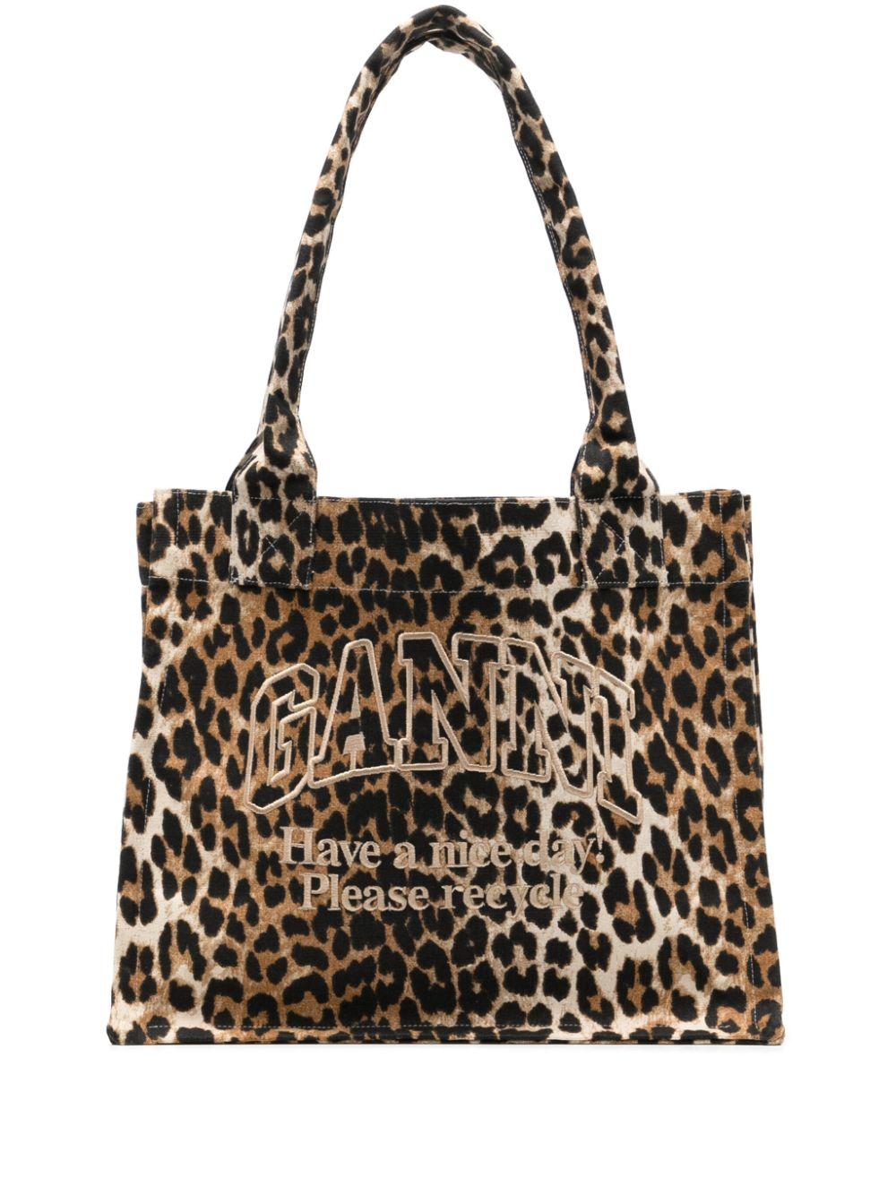 Leopard-Print Canvas Tote A5807 943 LEOPARD GANNI
