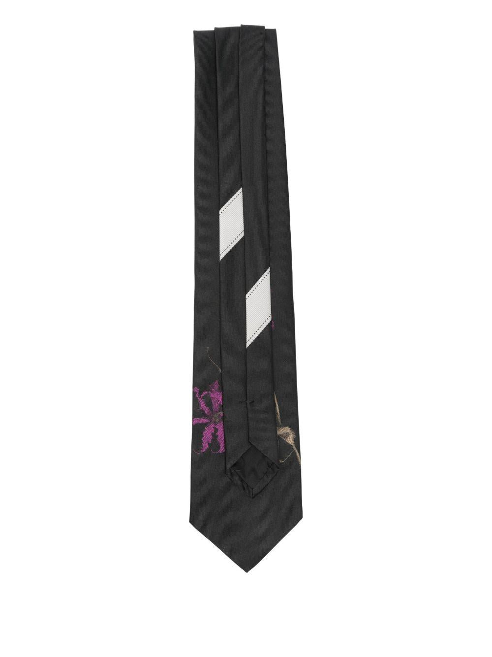 Printed Silk Tie<BR/> TIE102Q2906 304 FUCHSIA DRIES VAN NOTEN