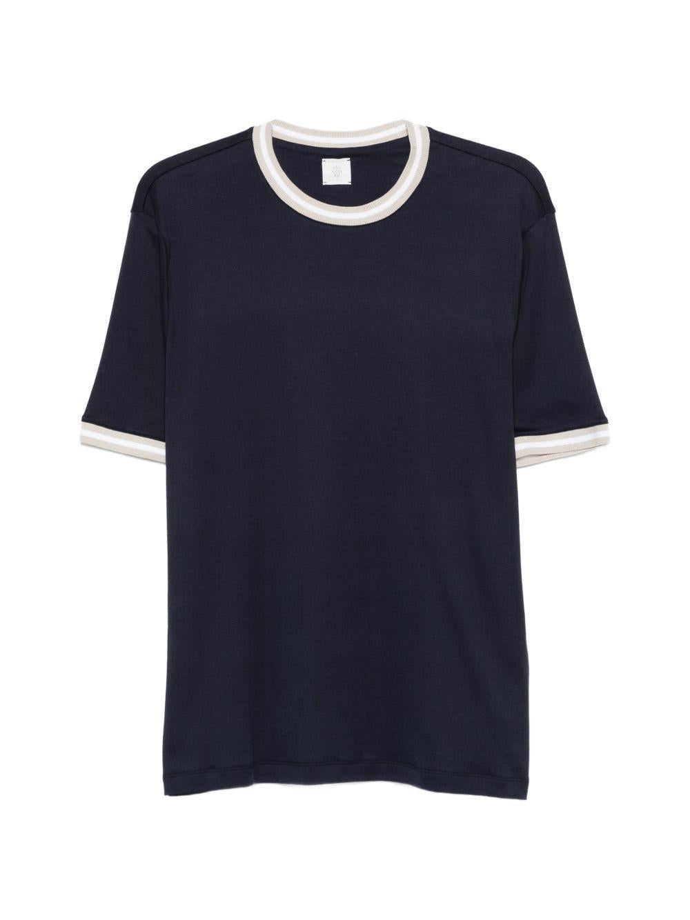 T-shirt girocollo in jersey di cotone M75TSHM13TES0M291 110301 BLUE TORTORA BIANCO ELEVENTY
