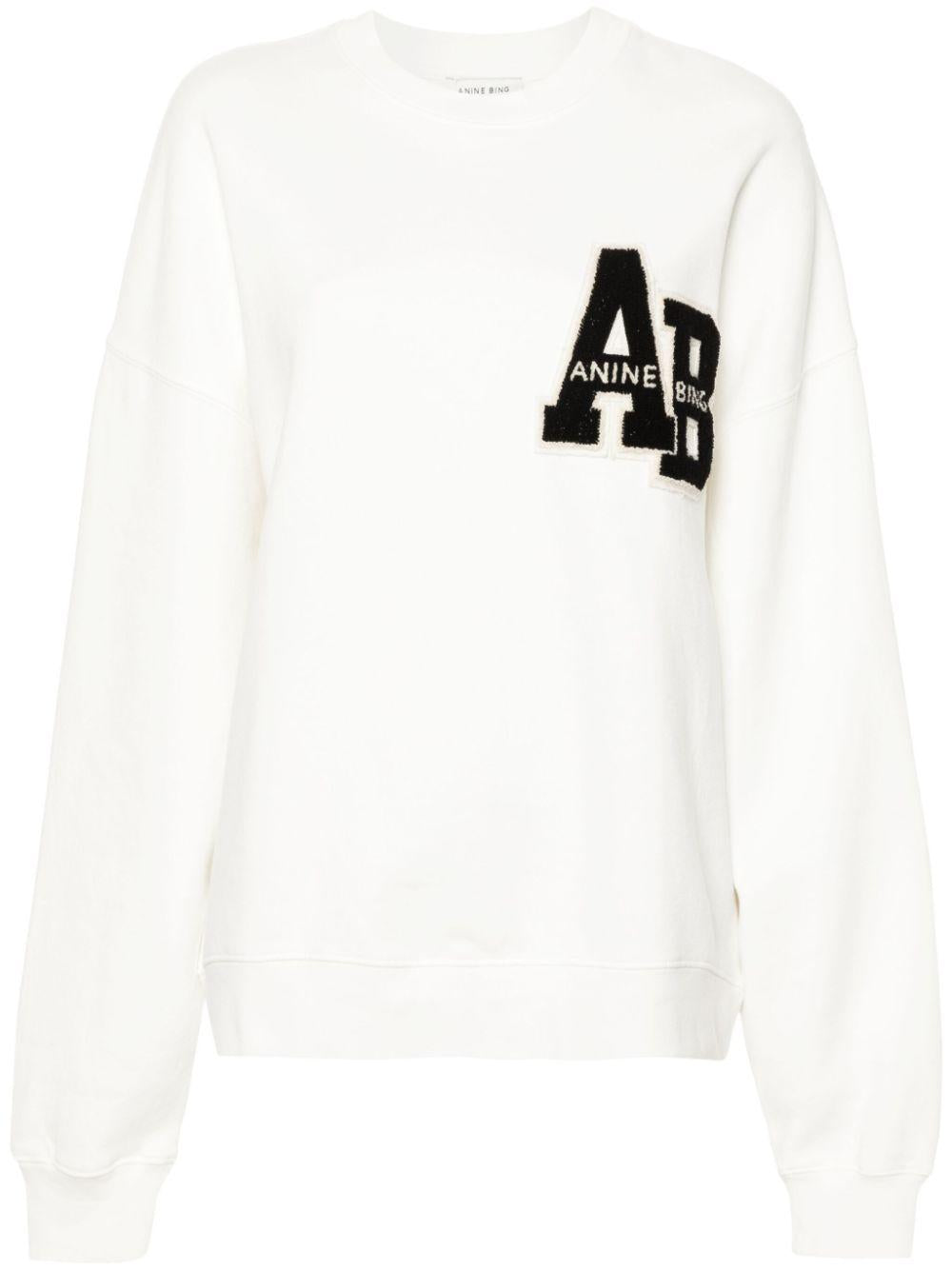 Miles Oversized Sweatshirt Letterman - Off White A0810074OFW1 OFF WHITE ANINE BING