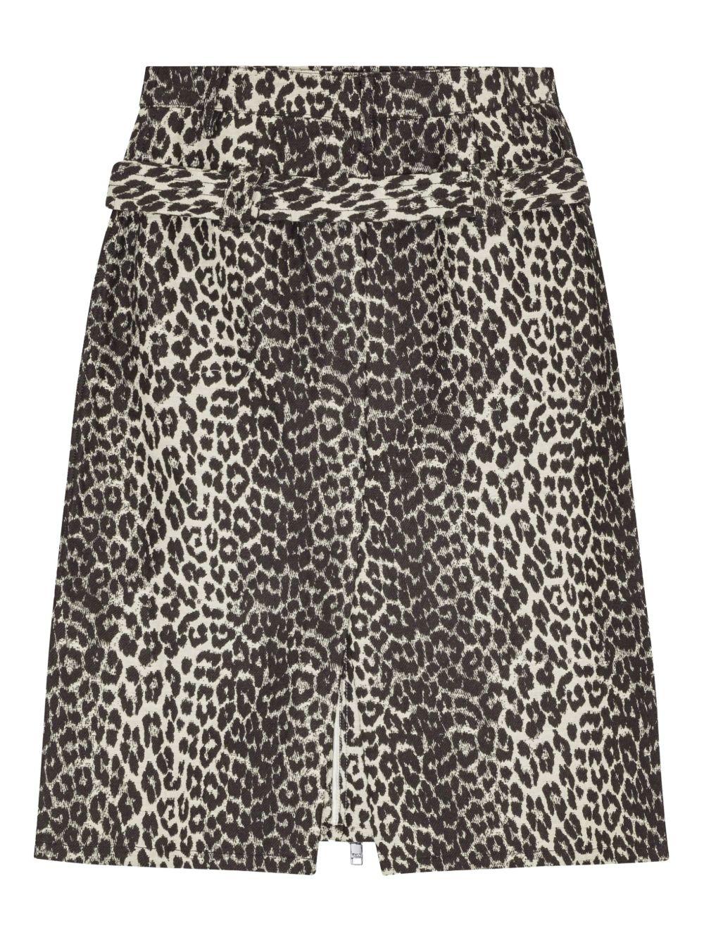 Leopard Cotton Tweed Midi Skirt W0236 943 LEOPARD GANNI