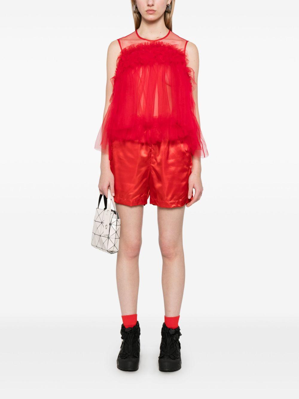 Blusa in tulle con volant 3OB003S25 2 RED NOIR KEI NINOMIYA