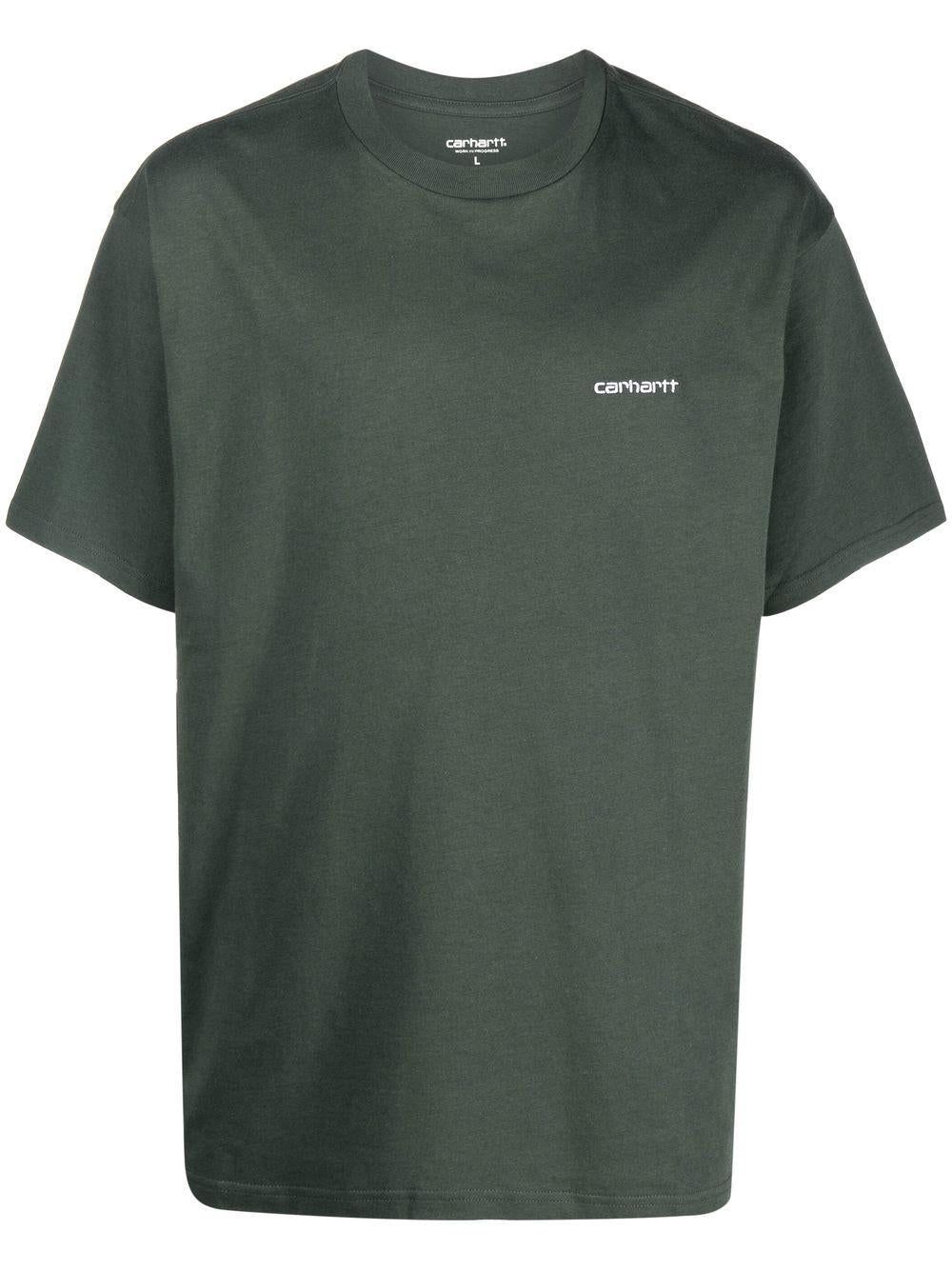 S/S Script Embroidery T-Shirt I030435 3LUXX LEAF WHITE CARHARTT WIP